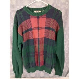Vintage Sears Roebuck And‎ Co Mens Size Large Pullover Sweater Red Green Plaid